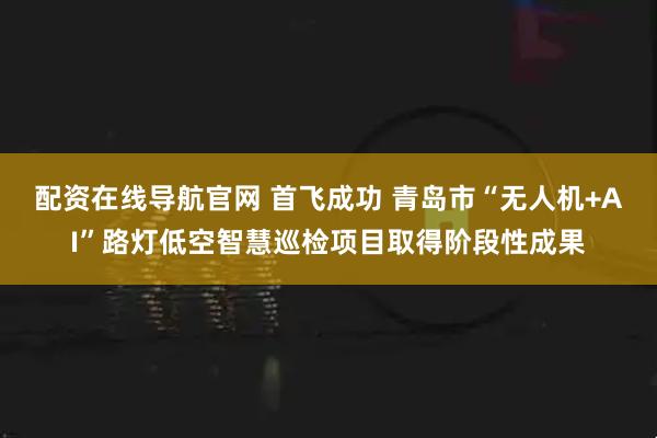 配资在线导航官网 首飞成功 青岛市“无人机+AI”路灯低空智慧巡检项目取得阶段性成果