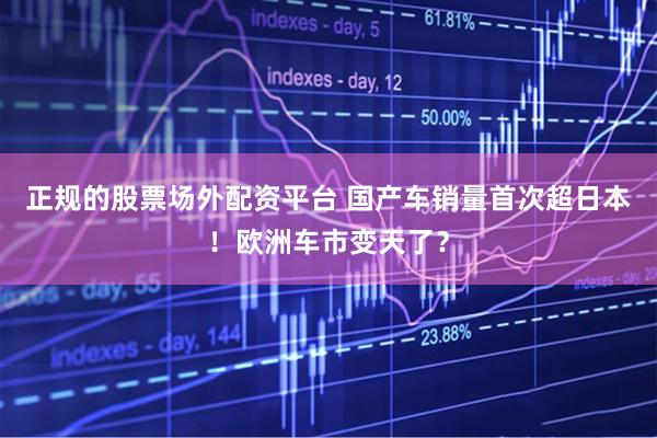正规的股票场外配资平台 国产车销量首次超日本！欧洲车市变天了？